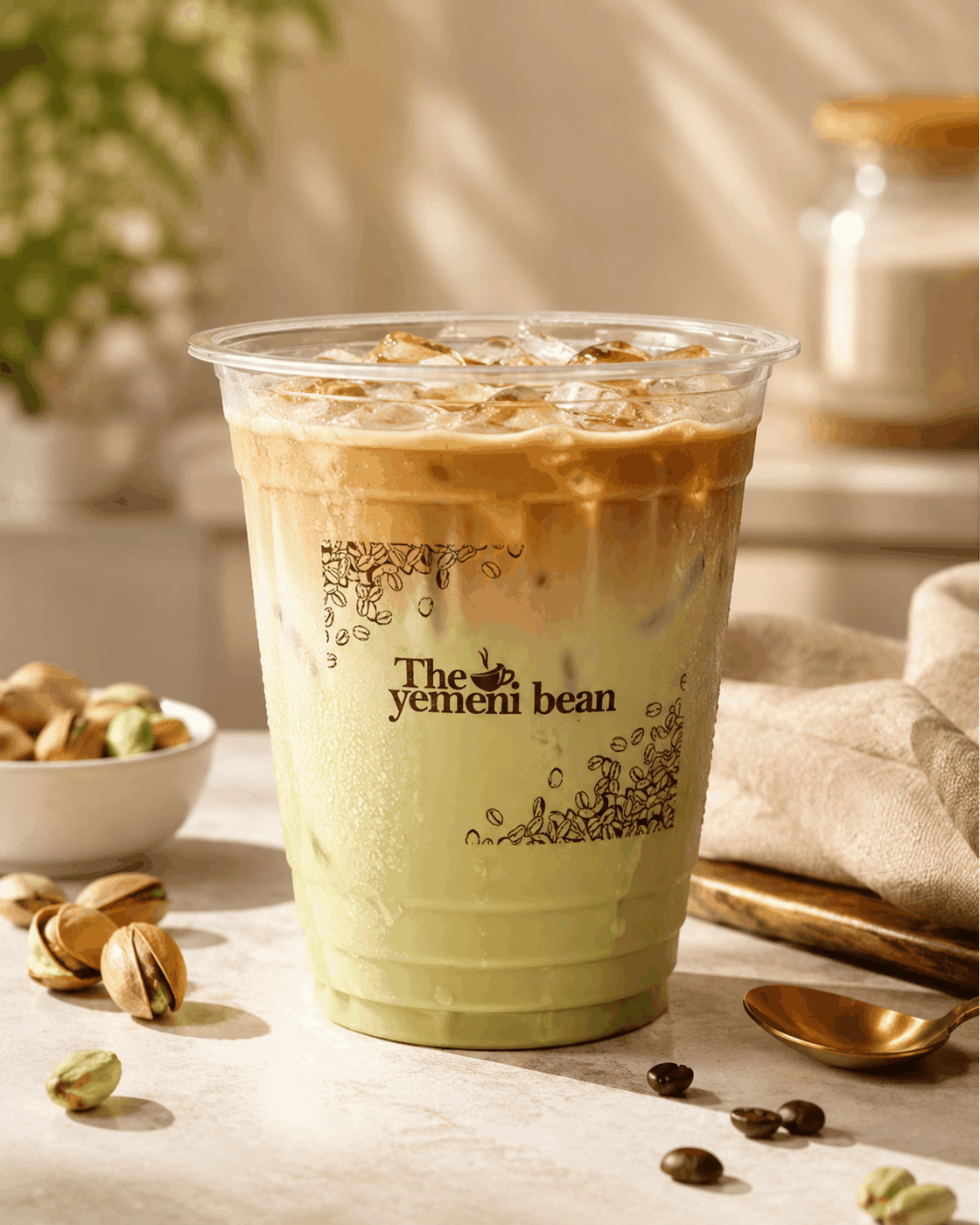 Iced pistachio latte